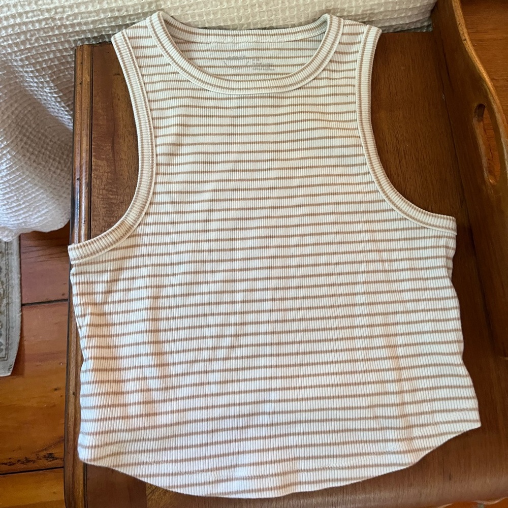 Aerie striped high neck tank